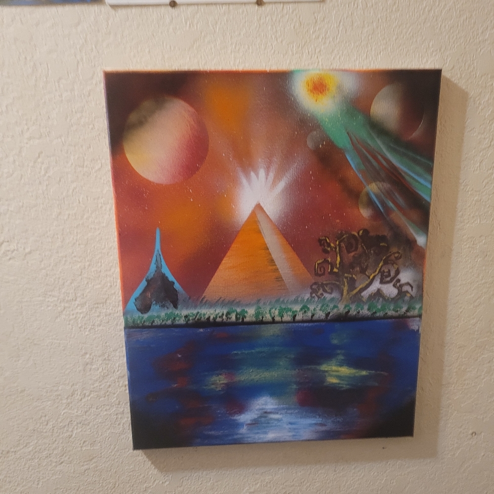 🪐🪐💯REAL CANVAS💯Original Spray Paint Art on a 16x20in. 🪐🪐